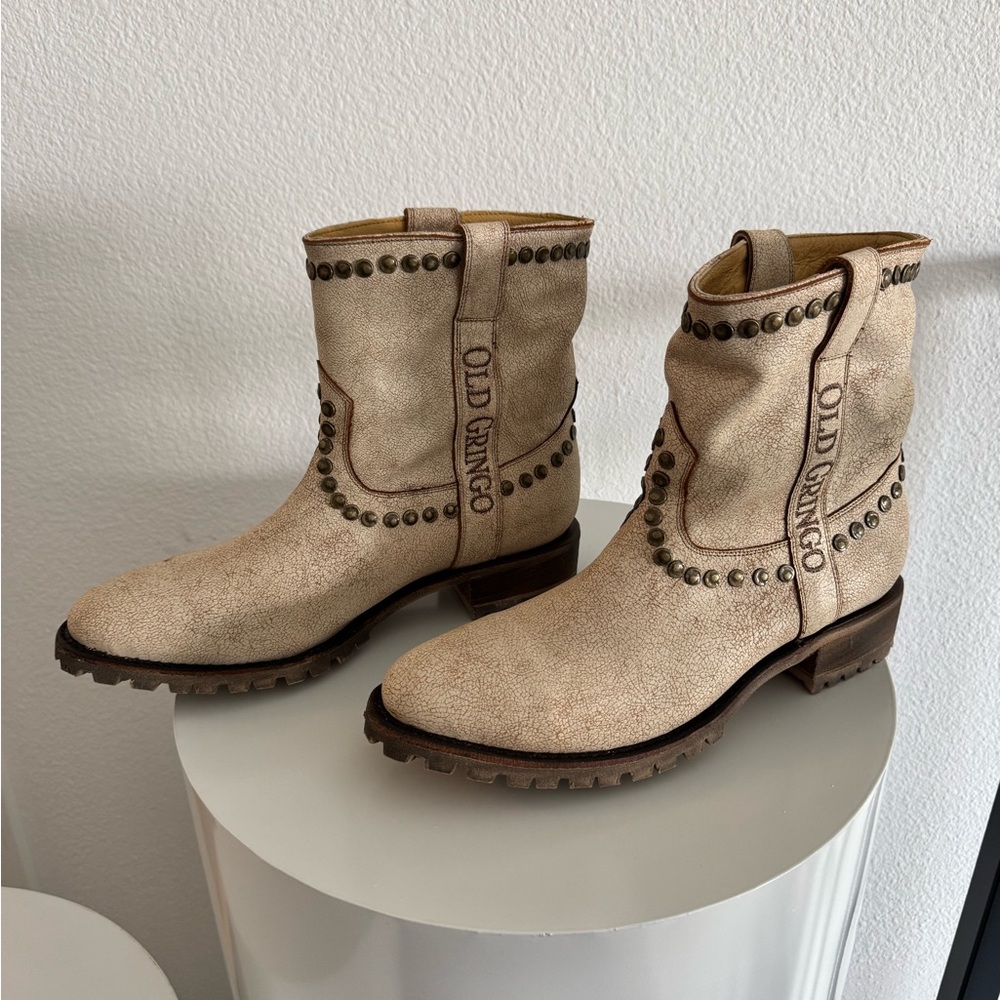 Old Gringo Cream Studded Ankle Boots